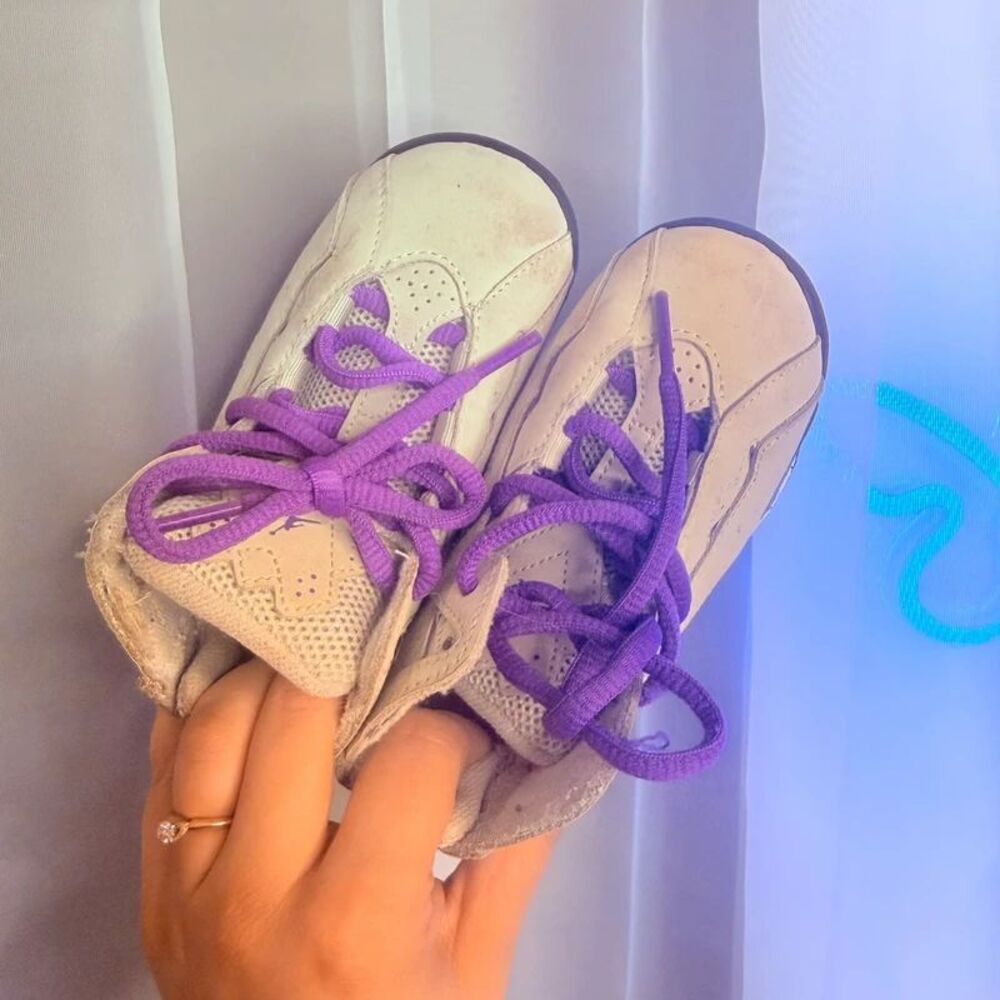 Girls Jordan’s purple and grey